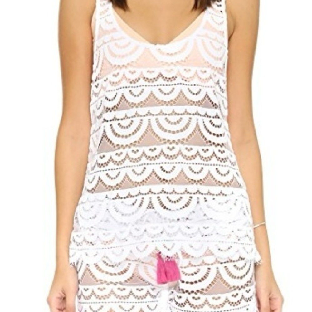 Pilyq White Lace Detail Top and matching short set